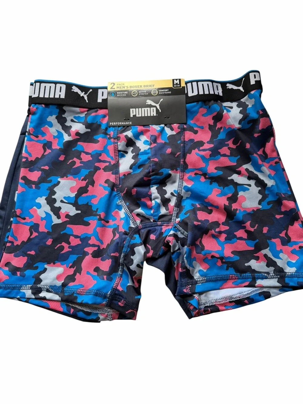 Puma Men’s Performance Boxer Briefs - Blue & Pink Camo 2 pack